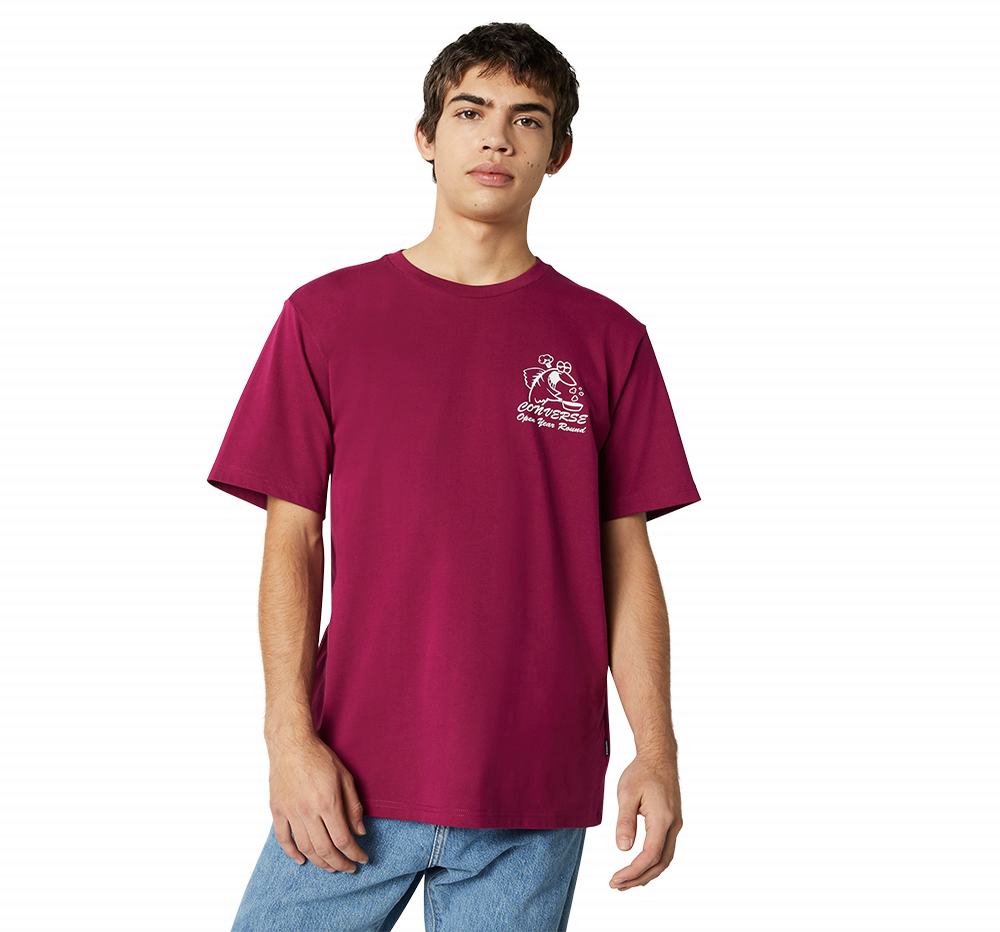 Camiseta Converse FISH FRY SHOP Homem Rosa Bordeaux 652718PHU